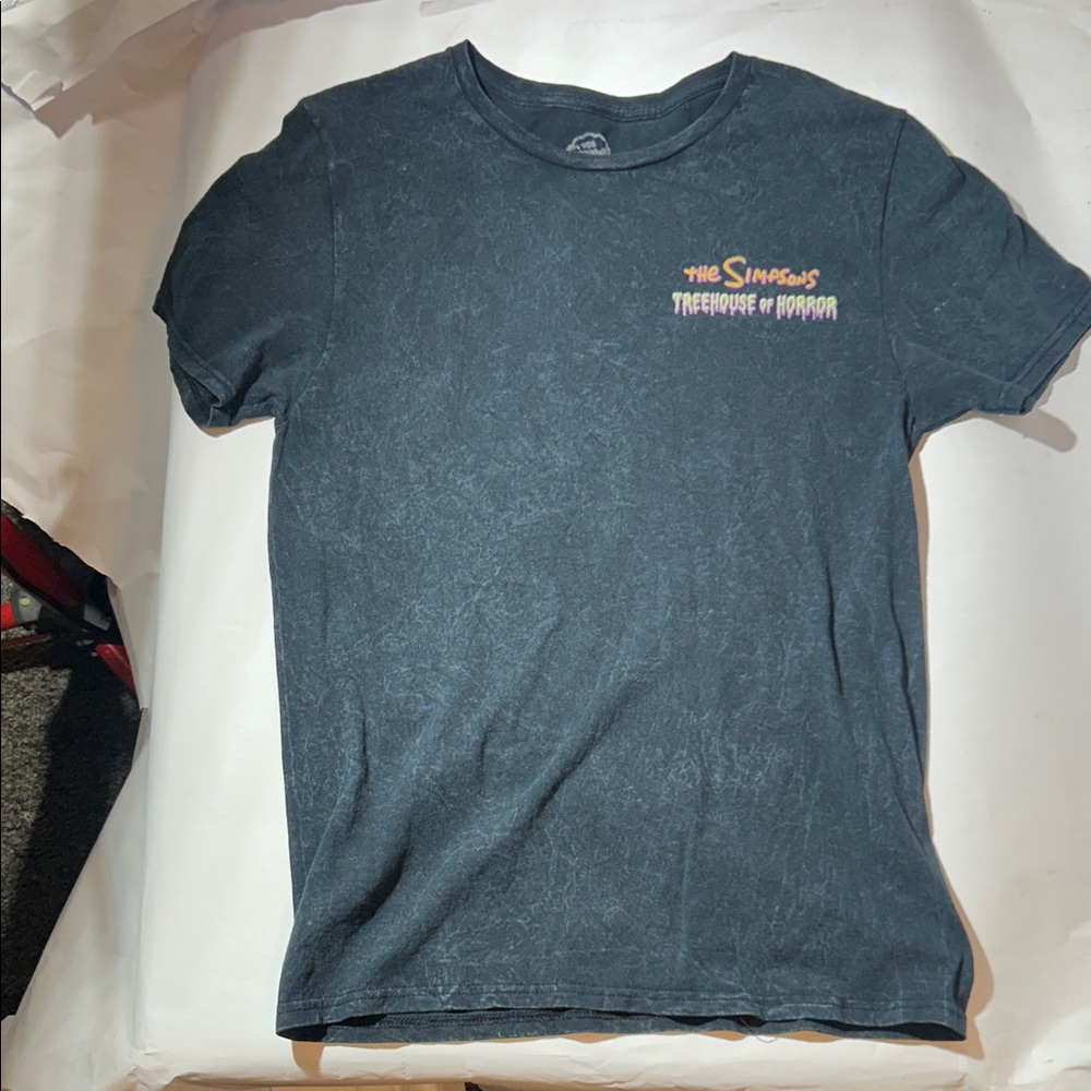 The Simpsons Treehouse of Horror Black Graphic Tee w/ Stonewash Effect